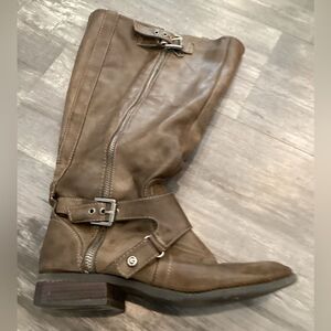 Guess Taupe Leather Moto Boots